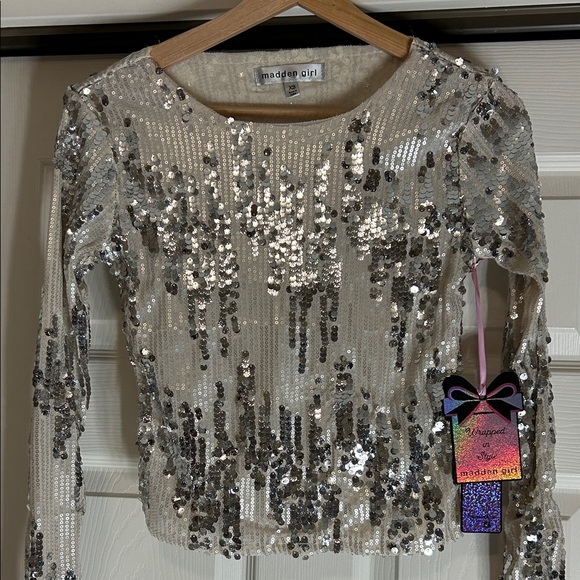 Madden Girl Silver Sequin Women's Top Size XS Party - Picture 1 of 8